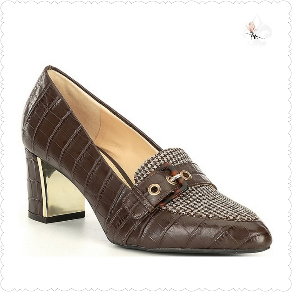 ALEX MARIE Houndstooth Embossed Leather Block Heel